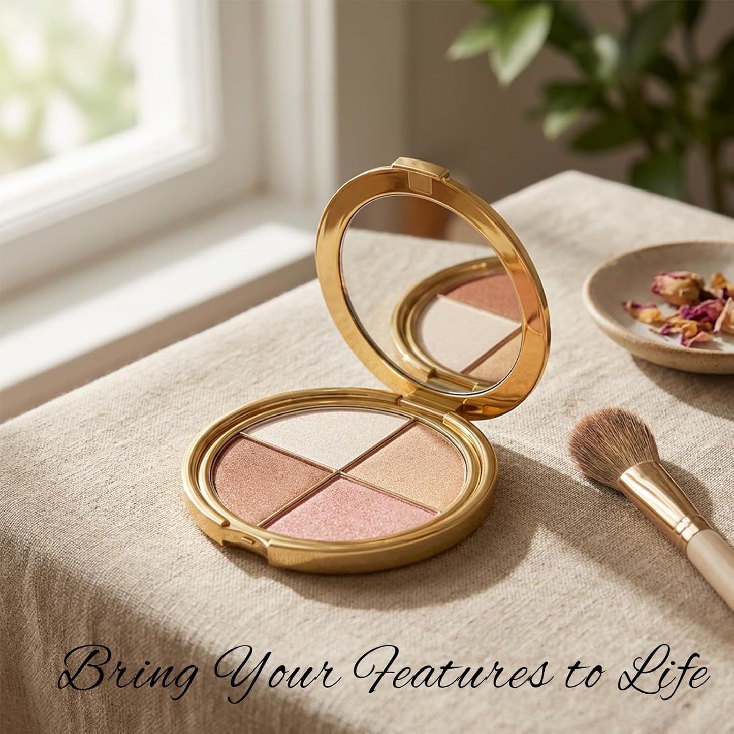 Eye & Cheek Glow Palette - 4-in-1 Eyeshadow, Highlighter, Blush & Contour Makeup for All Skin Tones | Long-Lasting Radiant Finish
