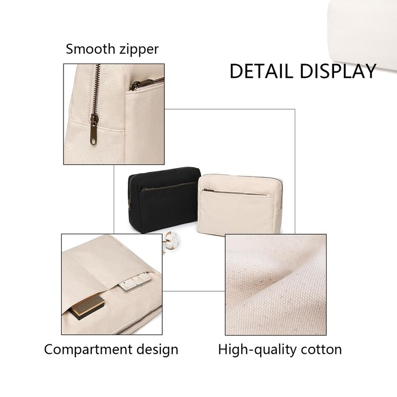 YONBEN Cosmetic Bag Makeup Bag Organizer with Multi-pocket Compartments Lightweight Travel Toiletry Bag for Women Interior and Exterior with Zippered Pockets (Beige)