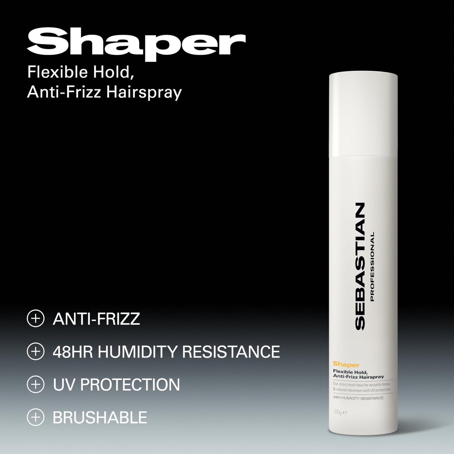 Sebastian Professional Shaper Hairspray, 50 VOC% | Flexible to Medium Hold | Brushable with Control | 10.6 oz