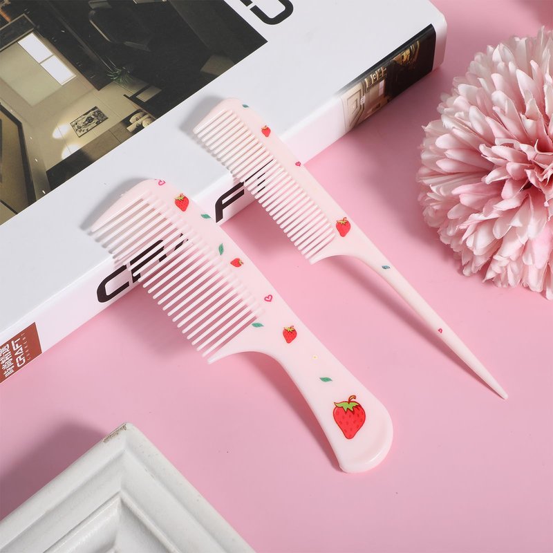 Baby Comb Set, Small Cute Fine Tooth Toddler Comb & Rat Tail Baby Comb for Styling, Pink Baby Hair Comb Plastic Parting Combs, Anti-Static Mini Hairdressing Comb for Baby Girl Wet Dry Hair (2Pcs)