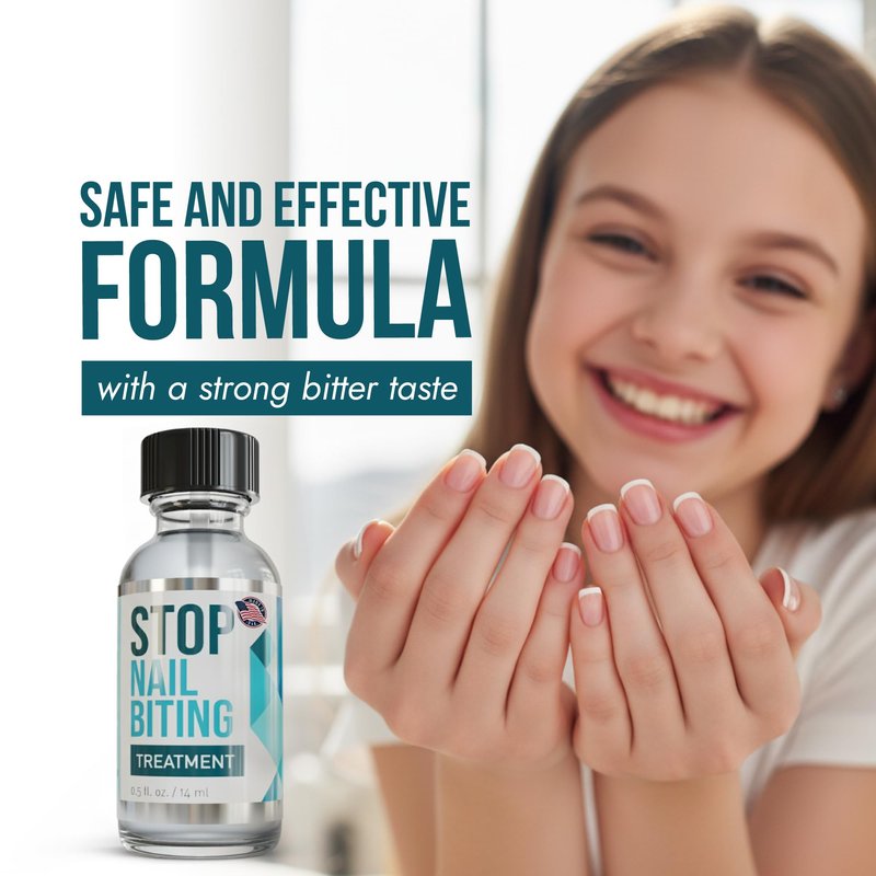 Stop Nail Biting Treatment for Kids & Adults – Bitter Taste No-Bite Nail Polish, Thumb Sucking Deterrent, Non-Toxic Safe Formula, Supports Healthy Nail Growth – 0.5 fl oz