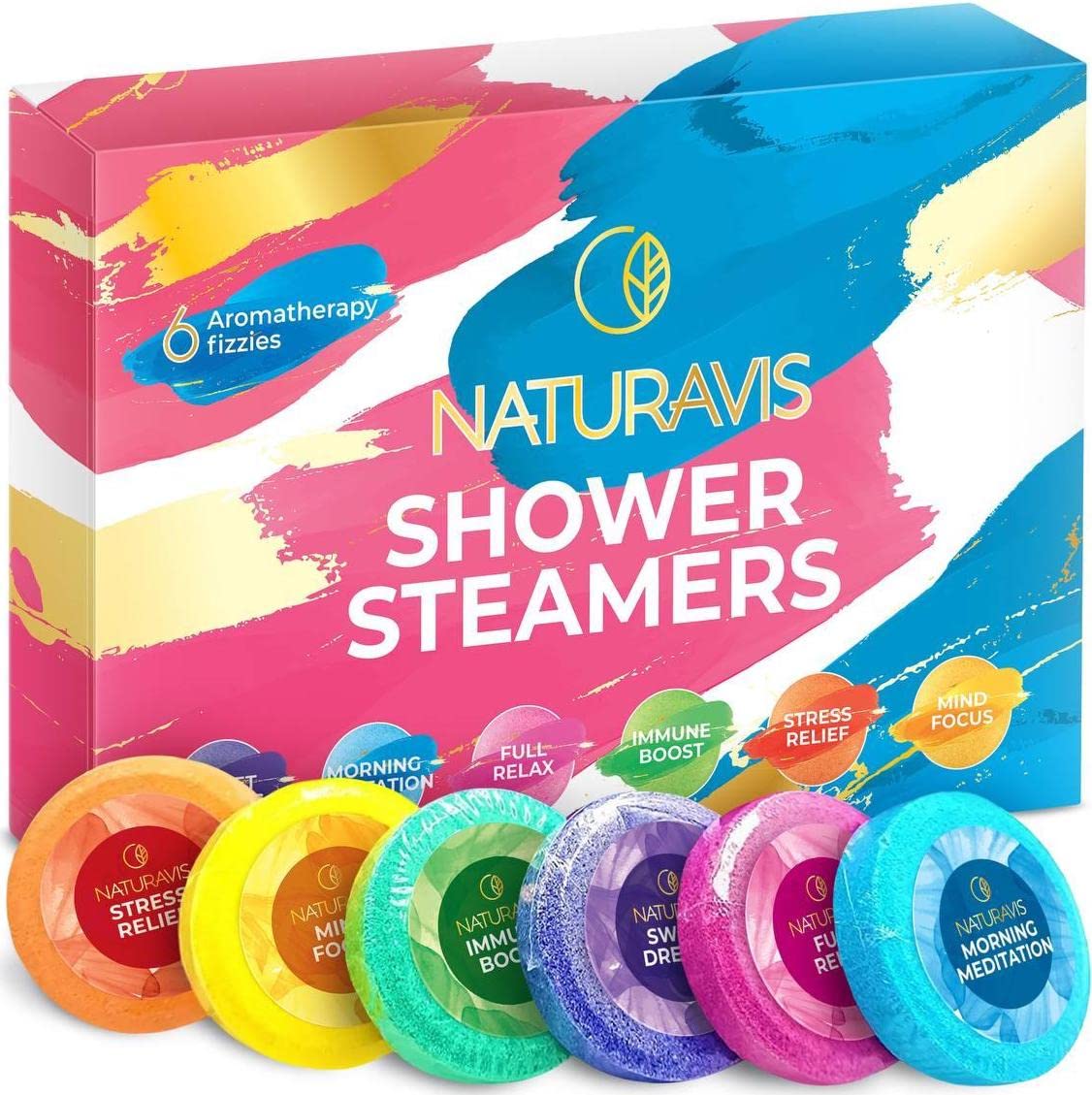 NATURAVIS Shower Steamers Aromatherapy Gift Set and Keratin Shampoo and Conditioner Set with Hyaluronic Acid