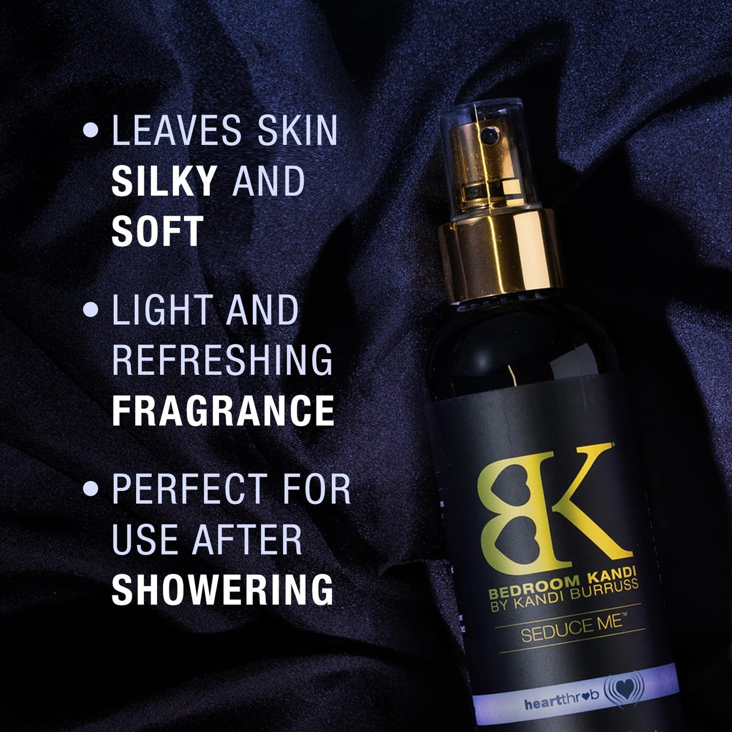 Bedroom Kandi Burruss Body Spray | Pheromone Enhanced Moisturizing Spray | Softens Skin After Shower/Bath Non-greasy Body Oil Mist | Heartthrob Scent | Unisex Scent