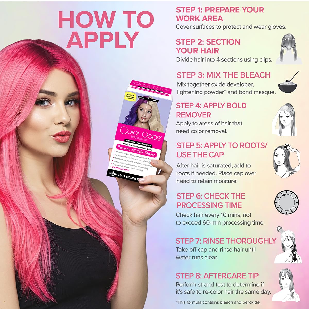 Color Oops Bold Remover, 2 Applications, Hair Dye Remover Safely Removes Direct Dyes and Semi Permanent Hair Color, Recolor The Same Day, Vegan & Cruelty Free