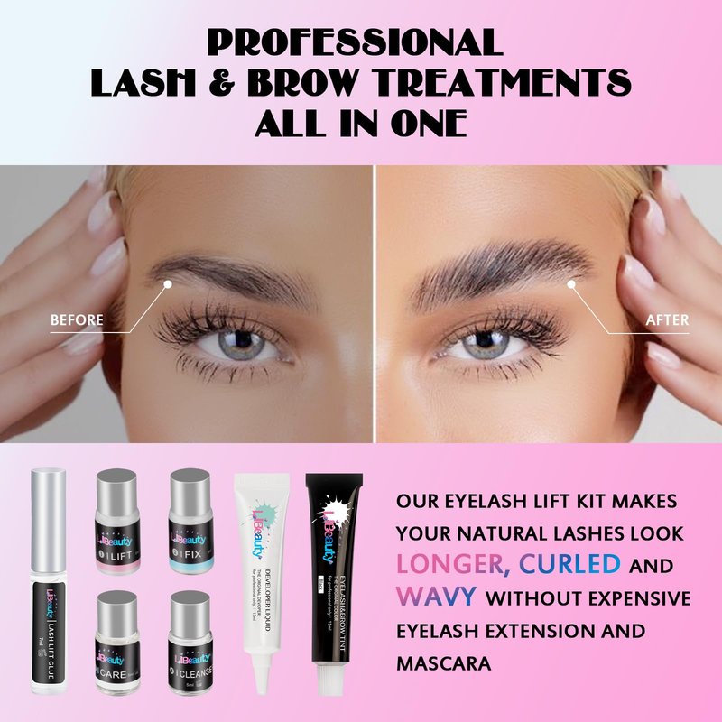 Libeauty Lash Lift and Color Kit Brow Lamination Kit with Color Diy Eyelash Perm Kit Curling Voluminous Coloring Eyebrow Easy To Use At Home & Salon