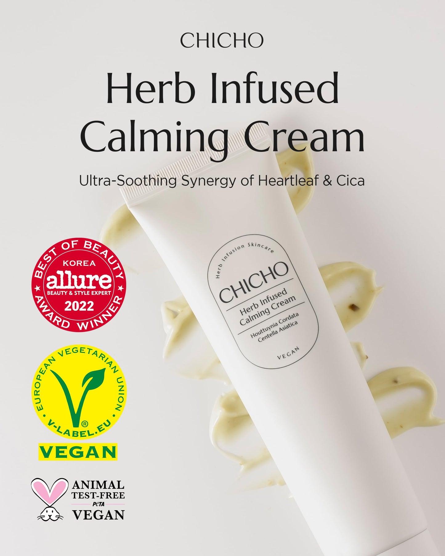 CHICHO Korean Calming Gel-Cream - 68.8% Heartleaf & 6-Cica Redness Relief Moisturizer, Non-Comedogenic Lightweight Face Cream for Sensitive Acne Prone Skin, Vegan Clean, 2.37 fl oz