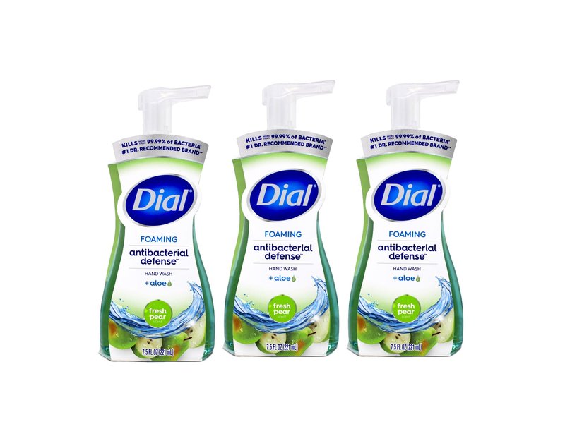 Dial Foaming Antibacterial Defense Hand Wash Fresh Pear Scent With Aloe Pump Bottle 7.5 fl oz (Pack of 3)