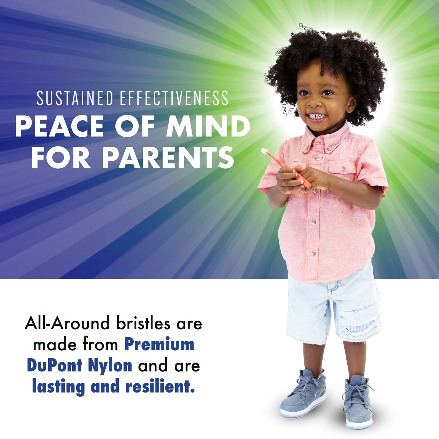 Brilliant Oral Care Child Toothbrush with Soft Bristles and Round Head, for a Kid Approved, Easy to Use All-Around Clean Mouth, Ages 2-5 Years, Pink Lime Lilac, 3 Pack