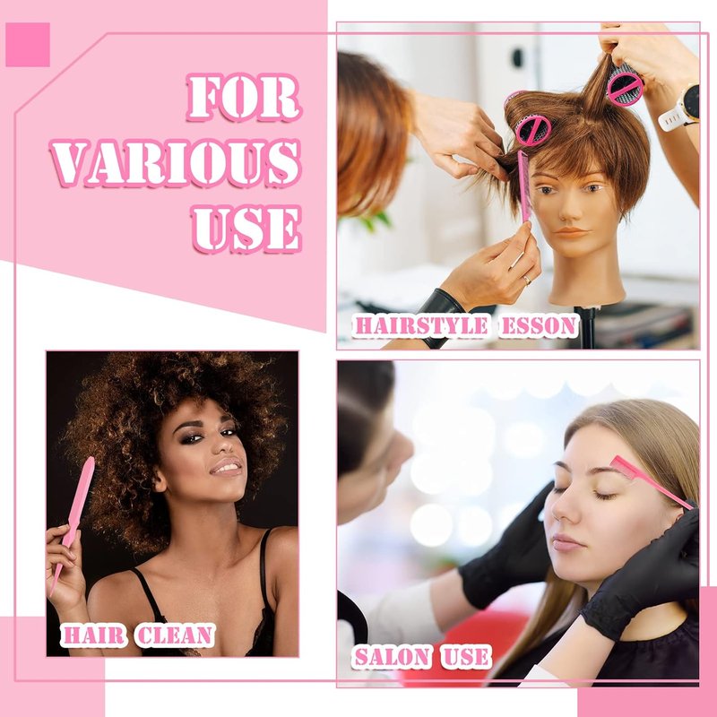 90 Piece Hair Styling Set - Teasing Brushes, Rat Tail Combs & Edge Brushes for Women & Kids | Pink