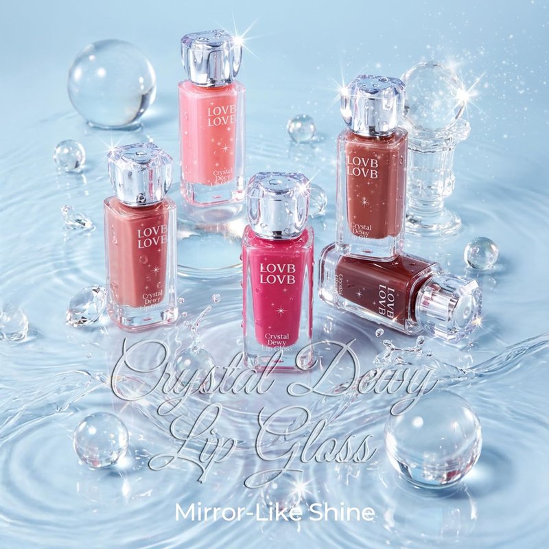 Crystal Dewy Lip Gloss - Lightweight Non-Sticky Hydrating Formula | High-Shine Korean Lip Care | 0.17 oz. (Pink Dolphin)