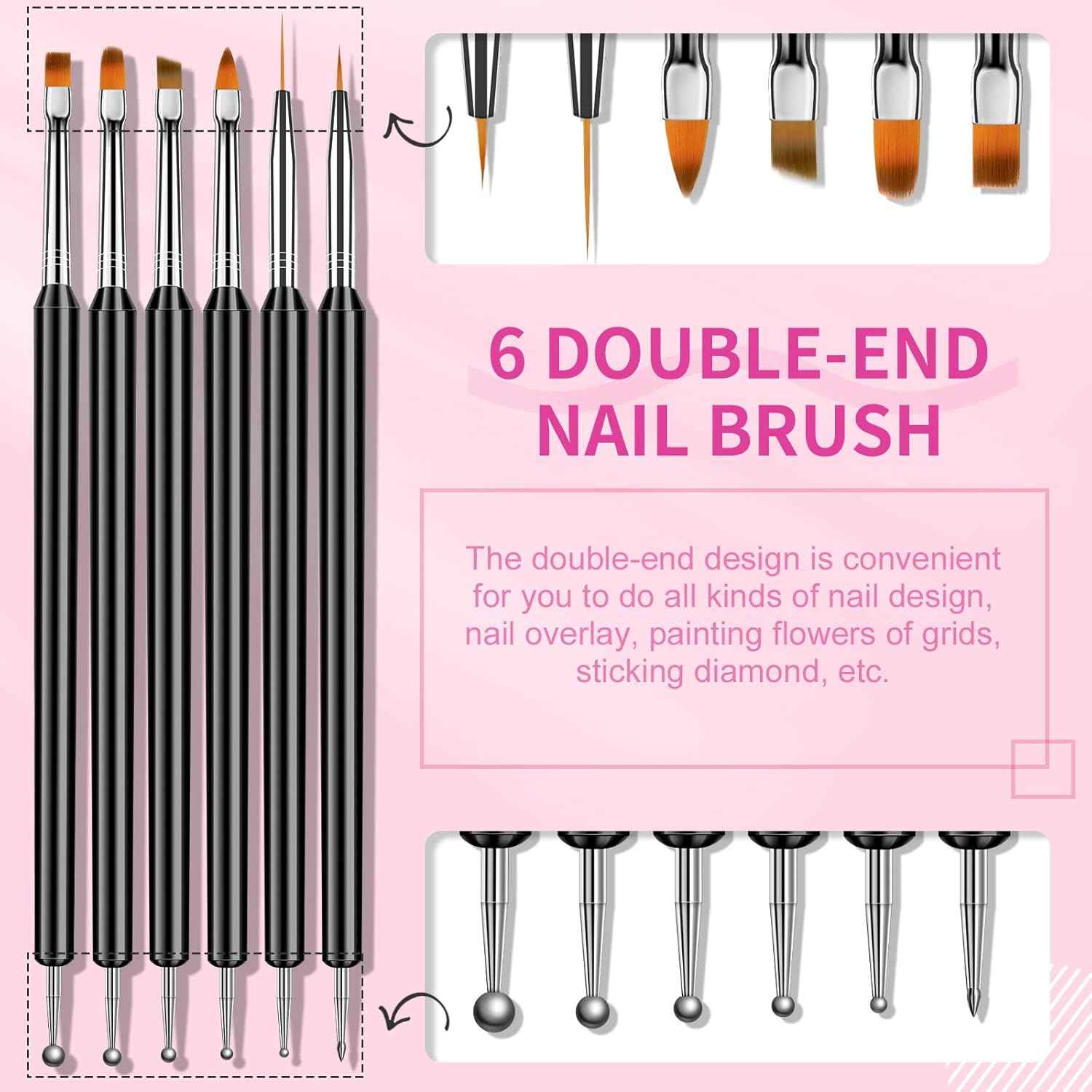 Professional SAVILAND LED & UV Builder Nail Gel Kit with 6 Double-End Nail Art Tools