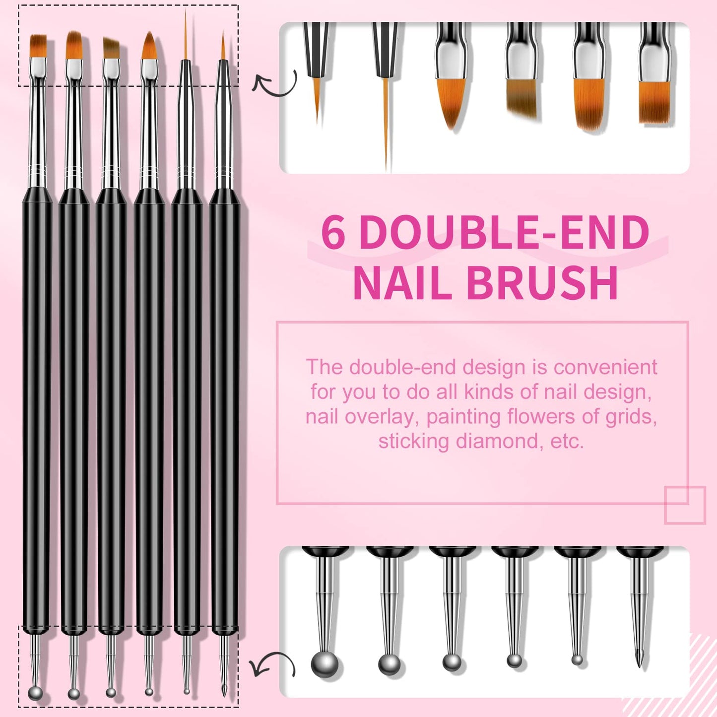 SAVILAND LED & U V Builder Nail Gel with 6pcs Double-End Nail Art Tools Professional Nail Art Kit