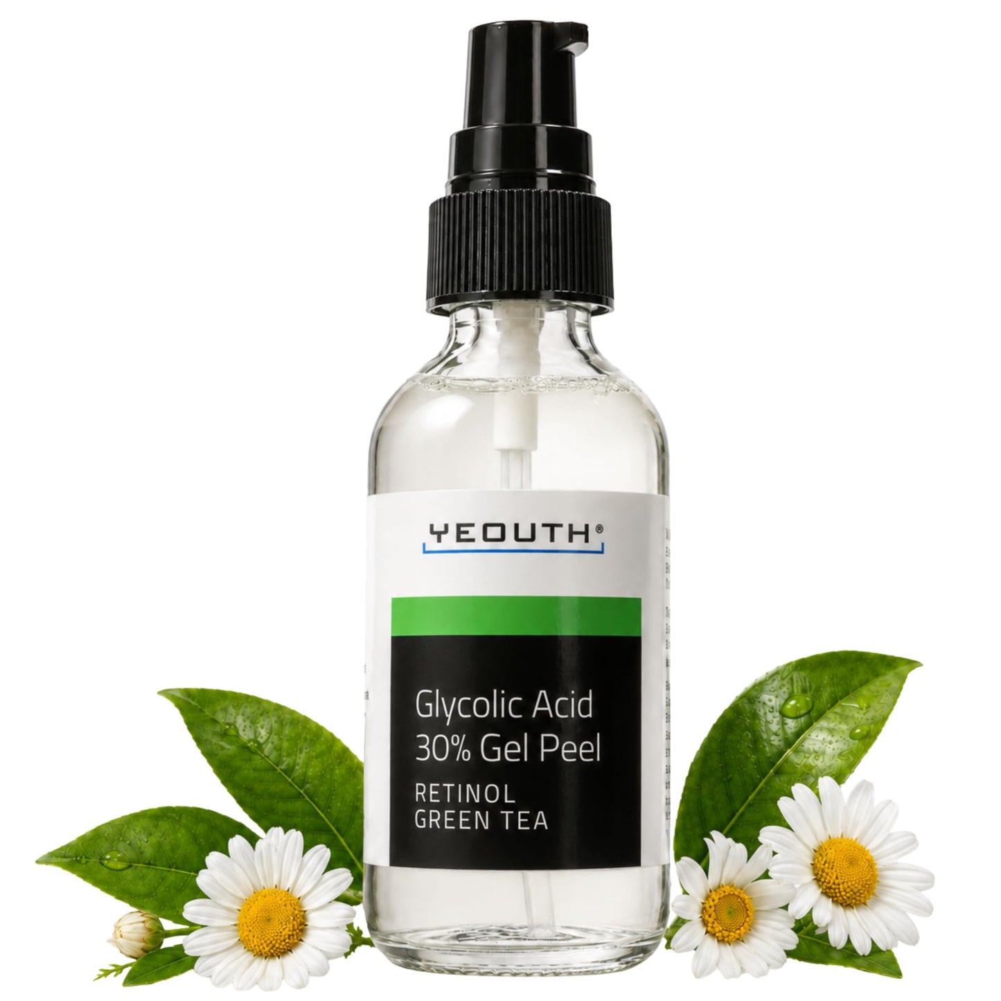 YEOUTH Glycolic Acid Face Peel 30% with Retinol and Green Tea, Glycolic Acid Peel Targets the Appearance of Uneven Texture and Dull Skin, 1oz