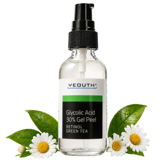 YEOUTH Glycolic Acid Face Peel 30% with Retinol and Green Tea, Glycolic Acid Peel Targets the Appearance of Uneven Texture and Dull Skin, 1oz