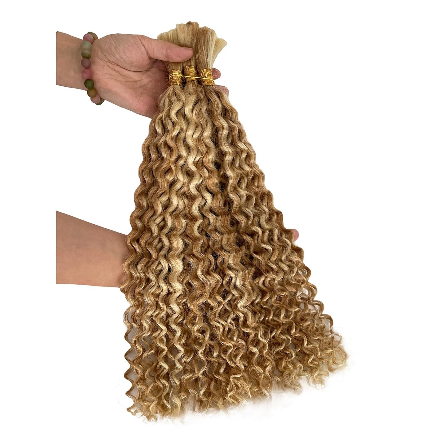 Honey Blonde Water Wave Braiding Hair - Ombre Bulk Human Hair Extensions | 2 Bundles, 100g, 16”