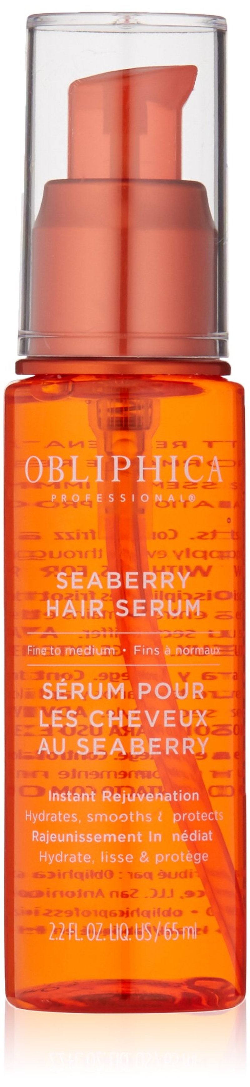 Obliphica Seaberry Leave in Hair Serum for Fine & Medium Hair - Vitamins and Omegas for Frizz Free & Nourished Hair - Hair Serum for Dry Hair and Growth - 2.2 Fl Oz