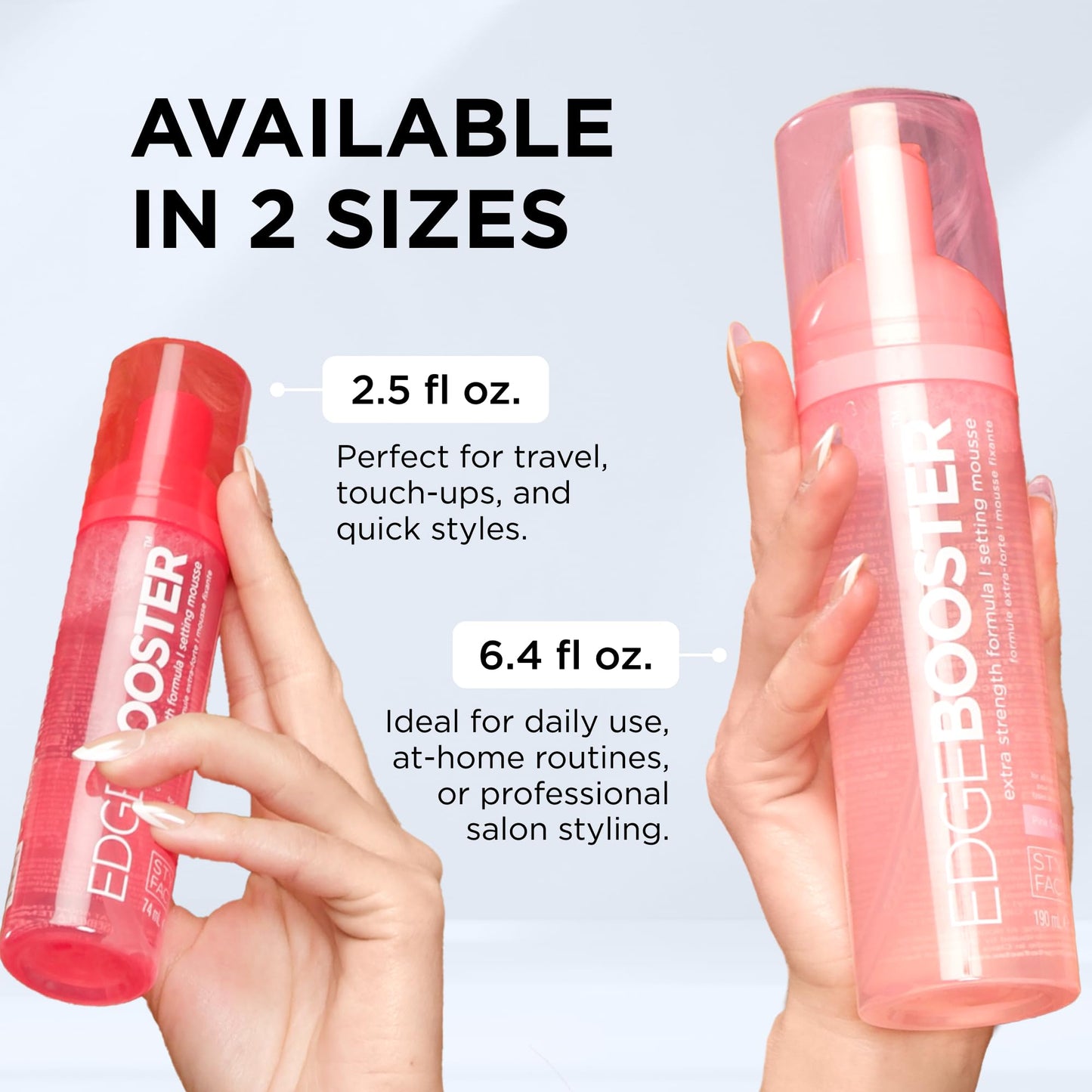 Style Factor EDGE BOOSTER Extra Strength Setting Mousse Travel Size – Frizz Control, Extra Volume, and Conditioning – 2.5oz Turquenite Mousse for Curly Hair