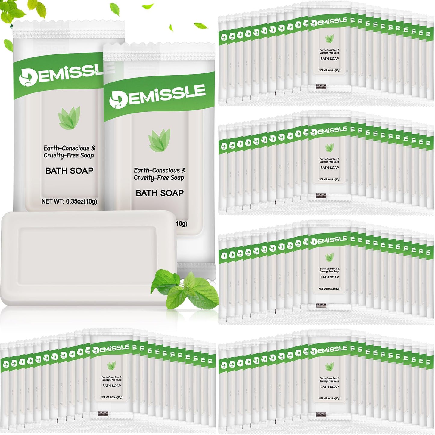 Demissle 200 Pcs 0.35 Ounce Travel Size Soap Bars Face and Body Bar Soap Small Travel Individually Wrapped Hotel for Vacation, Hospitality Hotels, Rentals, Camping, Guest Room