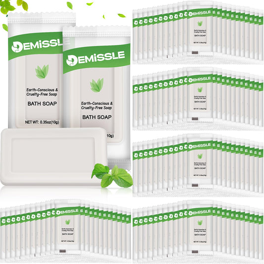 Demissle 200 Pcs 0.35 Ounce Travel Size Soap Bars Face and Body Bar Soap Small Travel Individually Wrapped Hotel for Vacation, Hospitality Hotels, Rentals, Camping, Guest Room