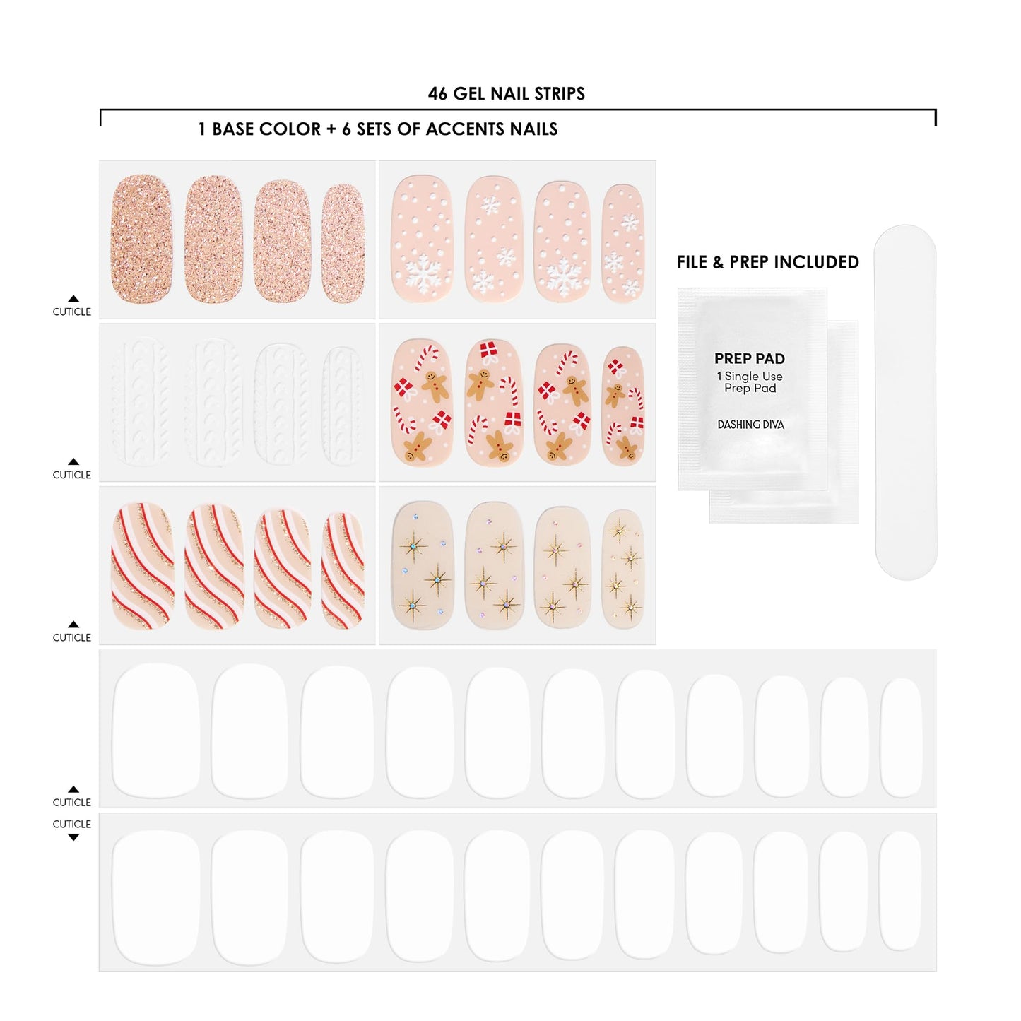 Dashing Diva Gloss Kit - Ginger Me Up - UV Free, Chip Resistant, Long Lasting Gel Nail Stickers - 3-Piece Manicure Set - Contains 46 Wraps, 2 Prep Pads, 1 File