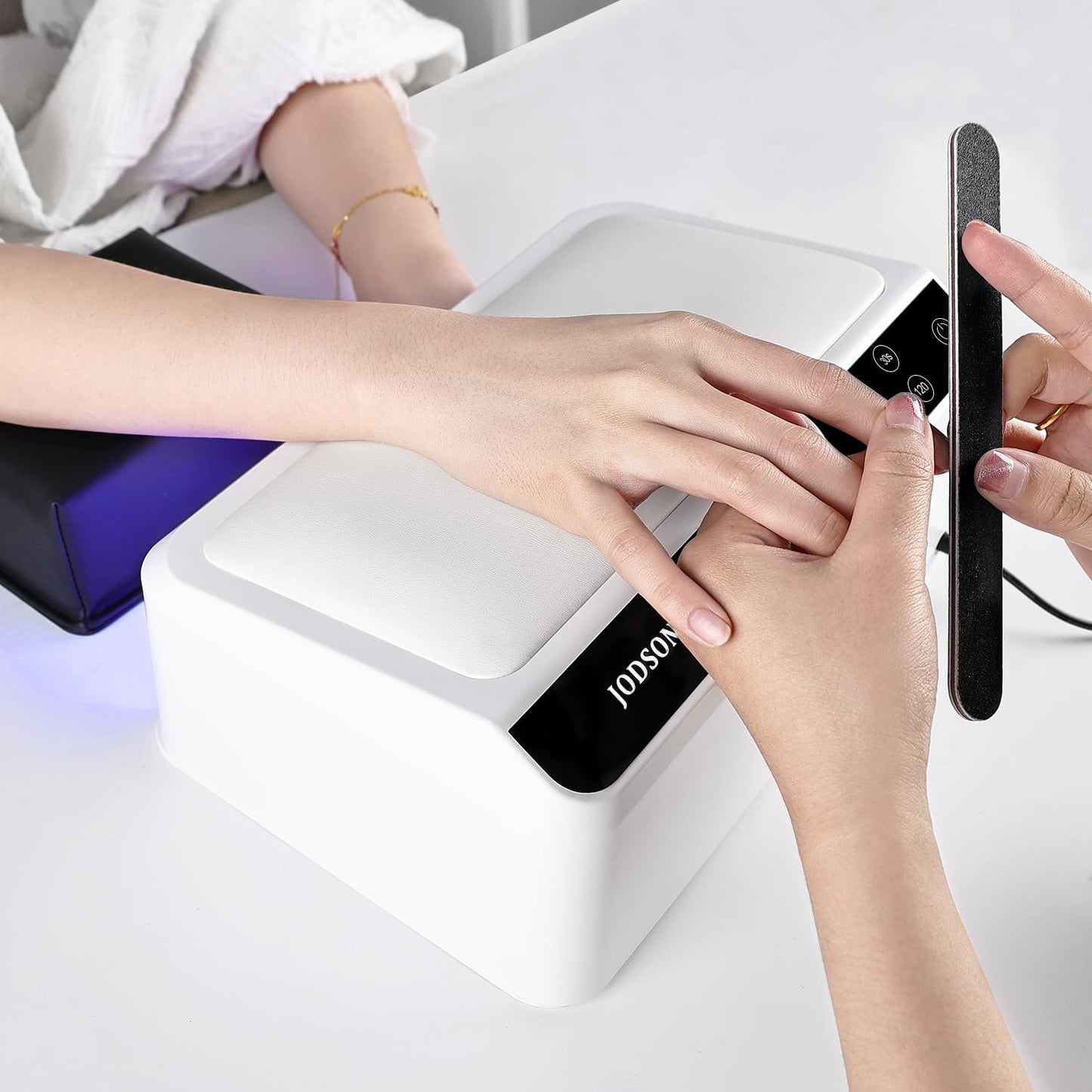 JODSONE Professional Nail Lamp with Hand Pillow for Salon 4 Timers Removable Base Smart Touch Screen Large Space U V Lamp for Gel Polish