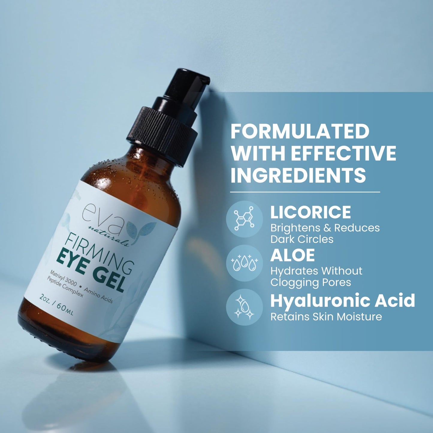 Eye Gel for Dark Circles, Bags & Puffiness – Anti-Aging Serum with Peptides, Hyaluronic Acid & Botanicals – Firming Under Eye Treatment for Wrinkles, Fine Lines & Tired Skin – 2 oz