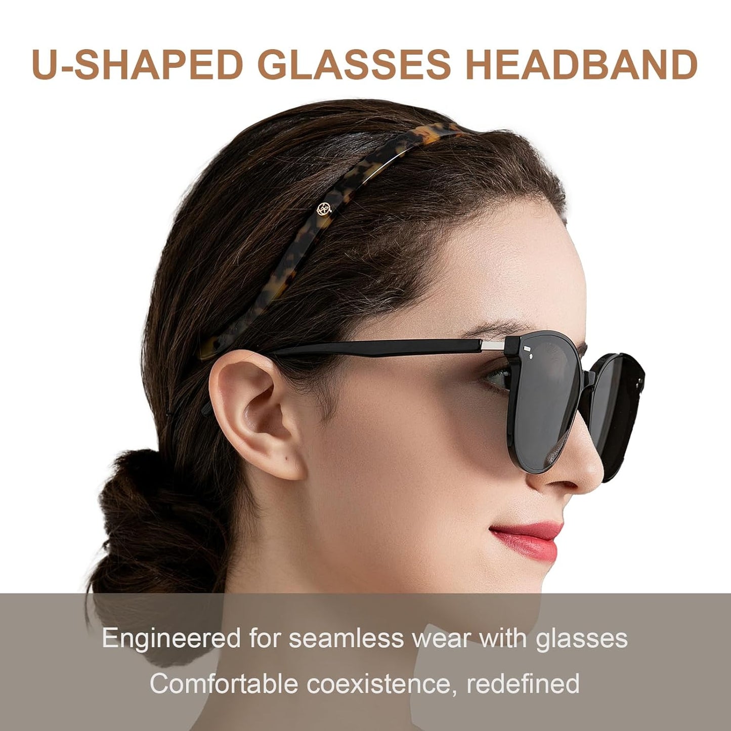 Tortoise Headbands for Eyewear - Flexible No Pressure Thin Acetate Hairband | Fashion Accessories for Women & Girls