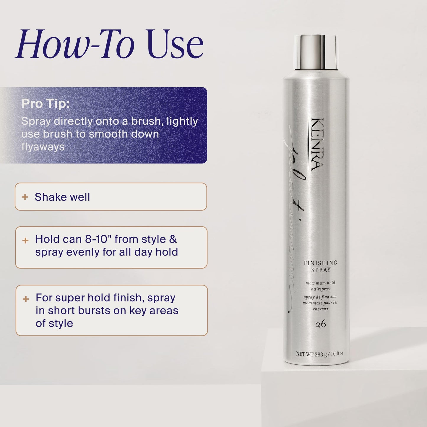 Kenra Platinum Finishing Spray 26 80% | Maximum Hold Hairspray | Fast-drying, Non-Flaking, Non-Drying | Humidity-Resistant |All-Day Style Retention |High-Shine Finish |All Hair Types | 10 oz