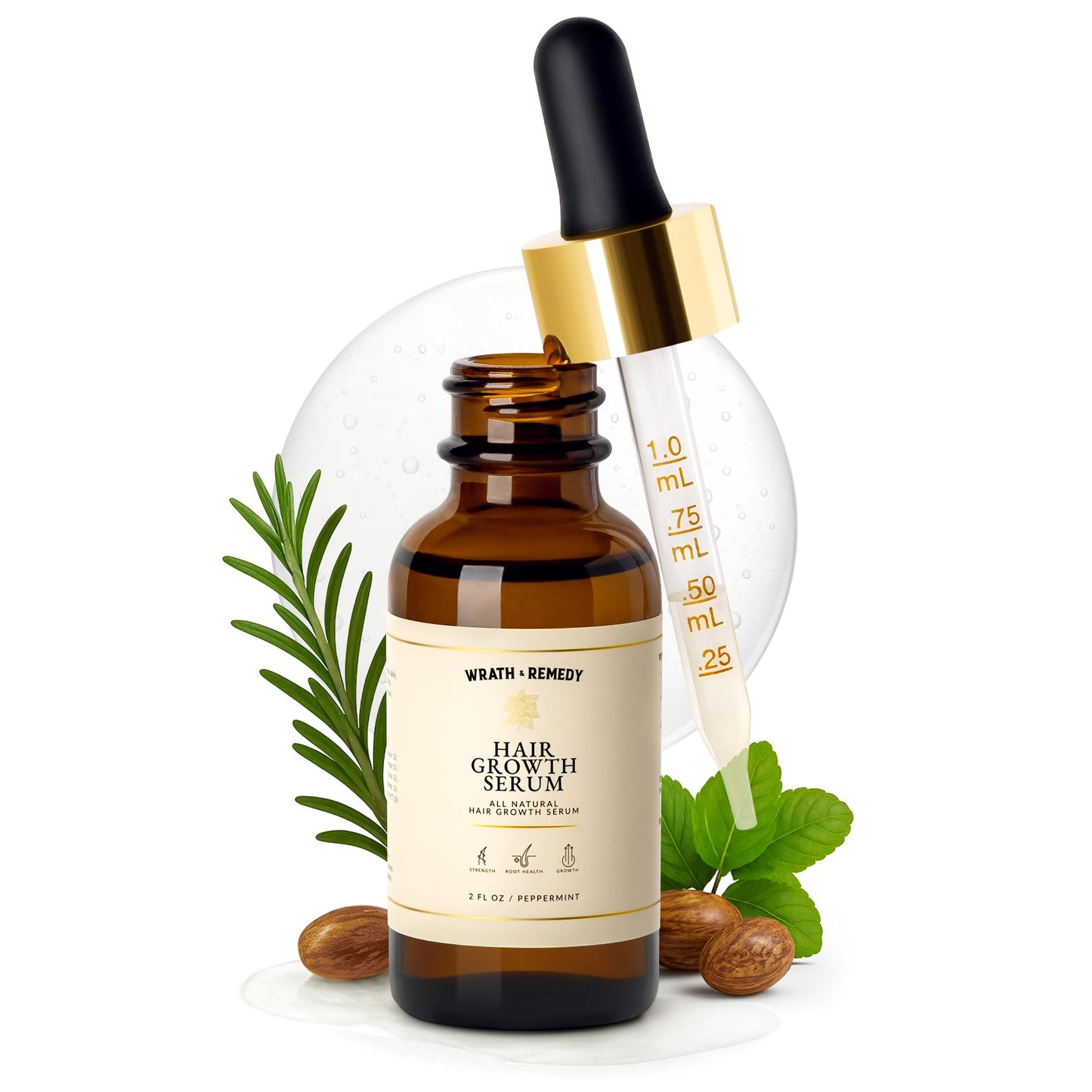 Hair Growth Serum Women & Men — USDA Organic Tricho10™ Natural Scalp Serum with 10 Botanical Oils for Reduced Shedding, Improved Hair Density & Visible Hair Growth in 90 Days — All Hair Types (30 ml)