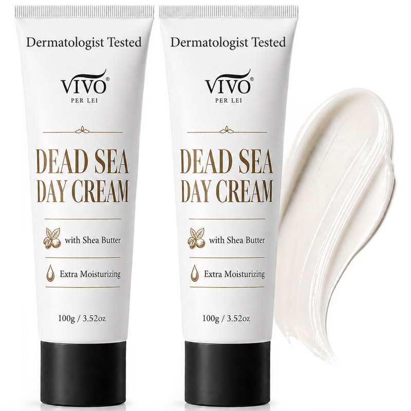Vivo Per Lei Dead Sea Day Cream - Hydrating and Soothing - Contains Shea Butter - Anti Aging Moisturizer Face Cream for Women - Lightweight - Non Greasy - For Daily Use - 3.4 Fl Oz. - pack of 2