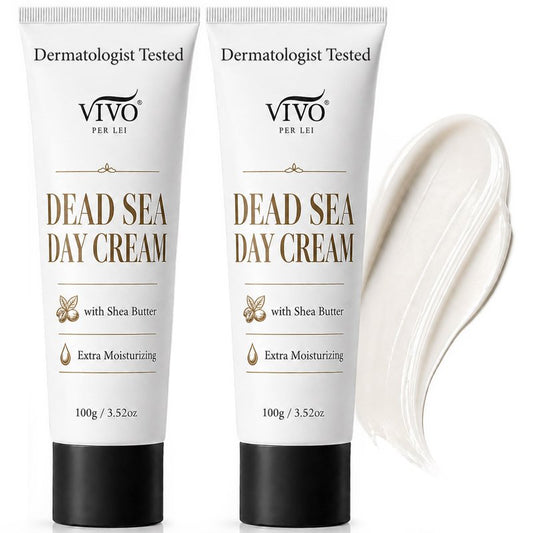 Vivo Per Lei Dead Sea Day Cream - Hydrating and Soothing - Contains Shea Butter - Anti Aging Moisturizer Face Cream for Women - Lightweight - Non Greasy - For Daily Use - 3.4 Fl Oz. - pack of 2