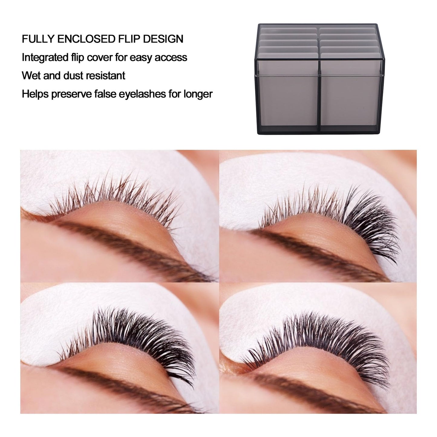 Eyelash Box Eyelash Extension Storage Case Organizers, 10 Layers Acrylic Eyelash Storage Box with Magnetic Bottom, False Eyelashes Glue Pallet Holder Display, Lash Extension Grafting Tool (Tea