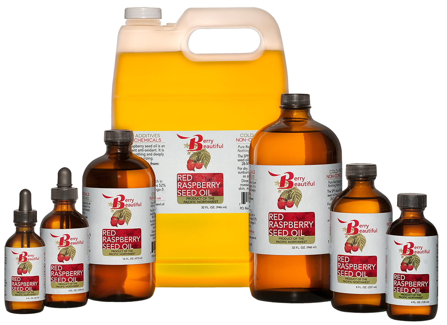 Berry Beautiful Red Raspberry Seed Oil - 4 fl oz - Cold-Pressed from Raspberries Grown by Northwest Berry Co-op Farmers - Hydrates, Protects, and Primes Skin for Face, Hair, and Nails