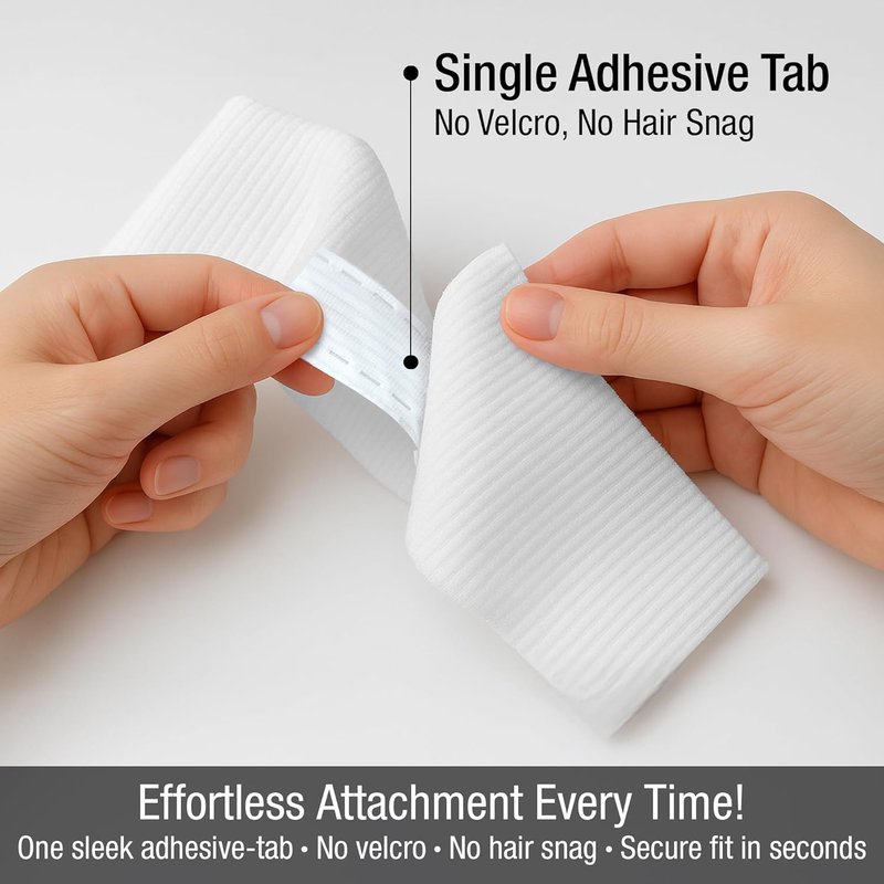 Disposable Stretch Facial Headbands - 100 Count Snag-Free Adhesive for Spa & Estheticians | White