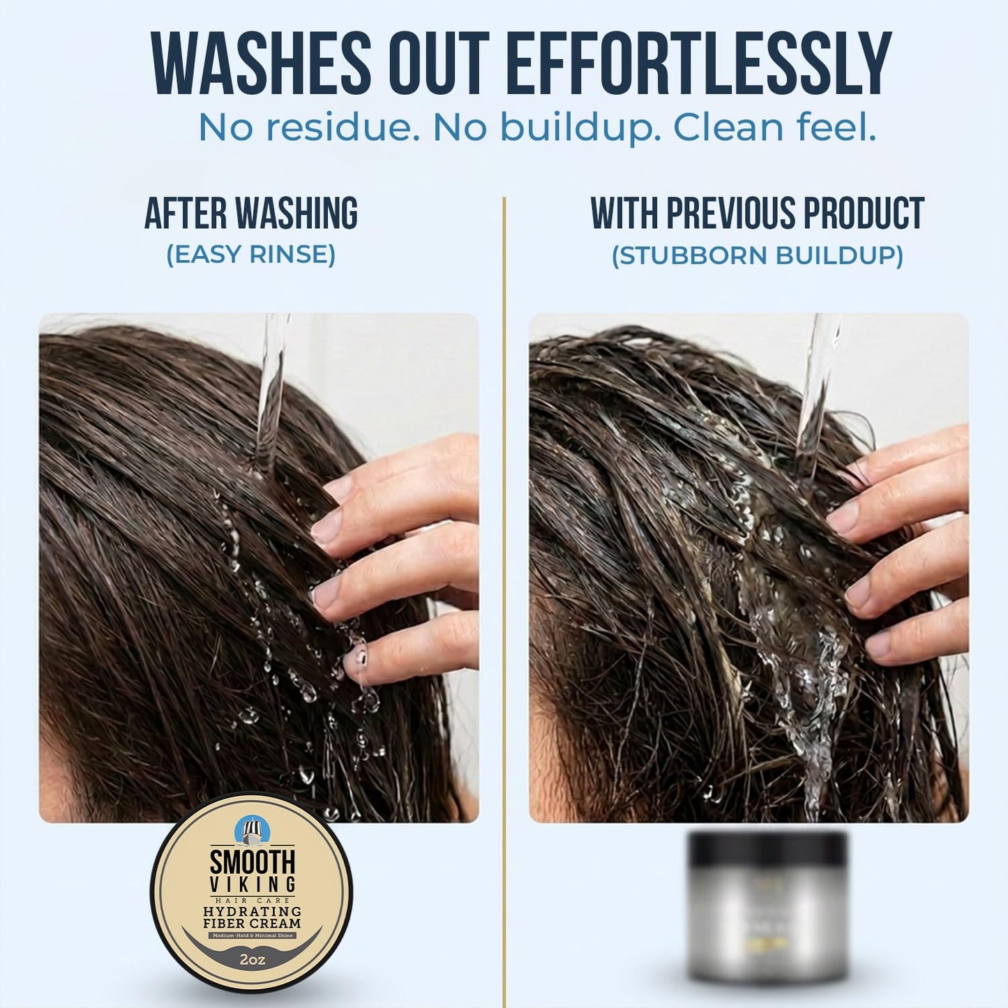 Smooth Viking Hydrating Fiber Cream for Men - Fiber Cream with Medium Hair Hold, Minimal Shine, 2oz - Hair Fibers for Thinning Hair, Flexible Mens Hair Cream for Natural Style