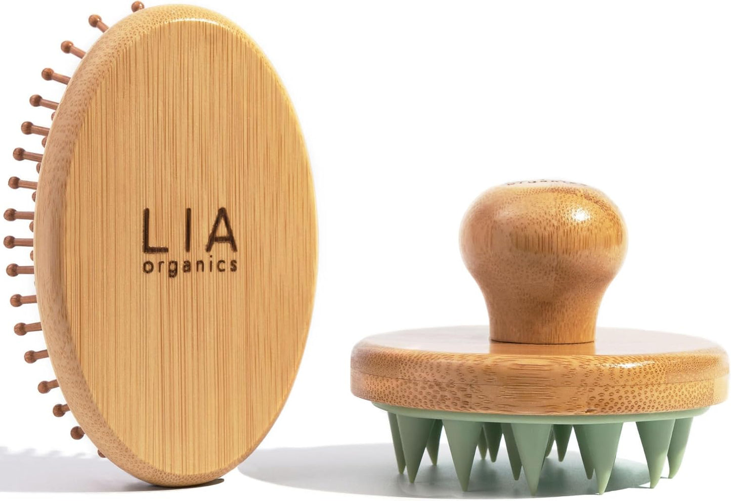 Bamboo Scalp Brush & Massager Duo - Stimulate Blood Circulation, Promote Healthy Hair Growth | Eco-Friendly, Gentle Design