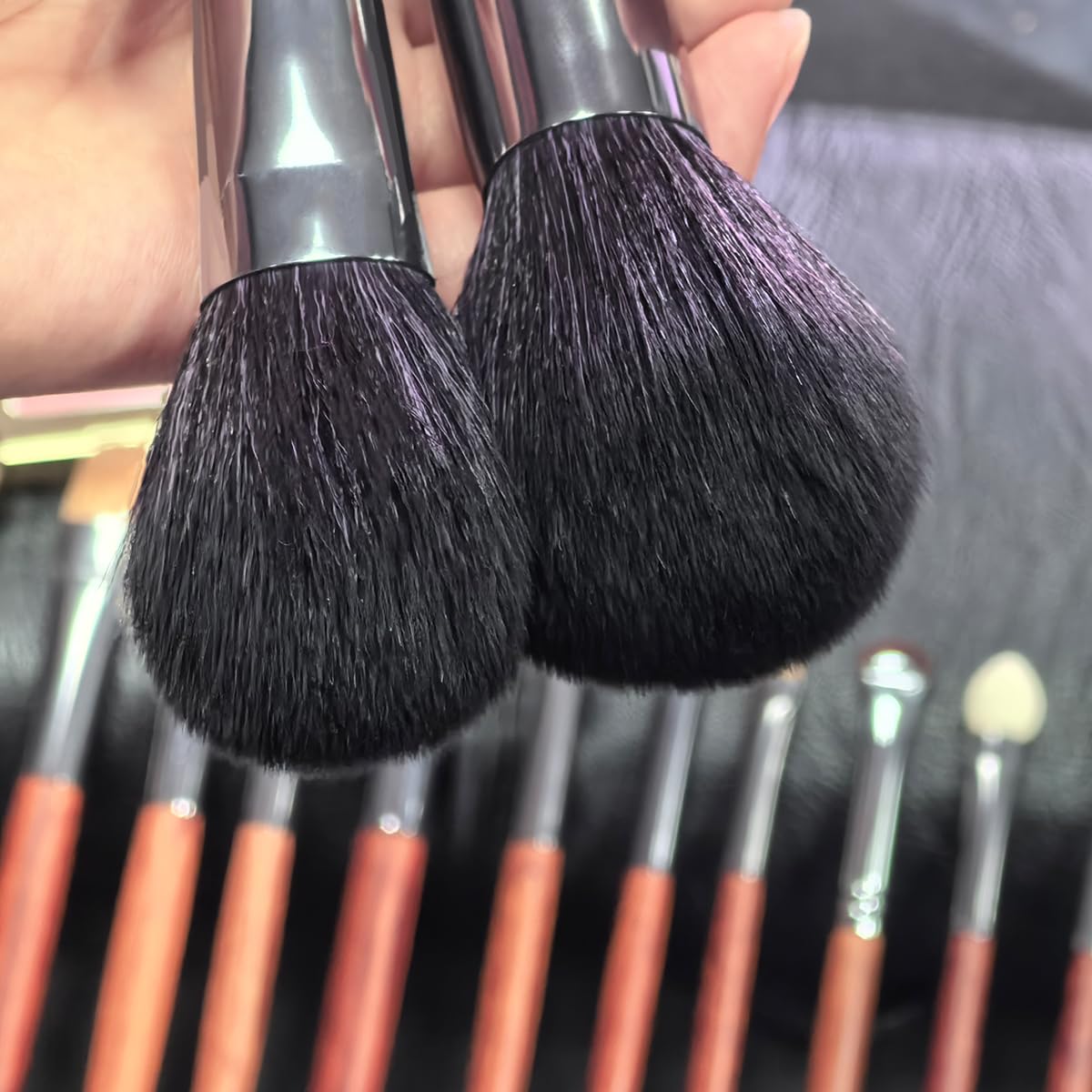 Professional Makeup Brush Set, 24 Pieces with Leather Case, Natural Hair Bristles, Wooden Handles
