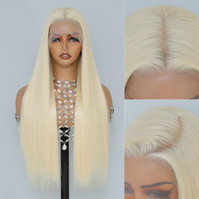 Barbique Blonde Wig, Synthetic Lace Front Wigs Pre-Plucked 13x6 HD Glueless Long Straight 26 Inch Ready to Wear 613 Wigs Beginner Friendly Suitable for Daily Party Wear
