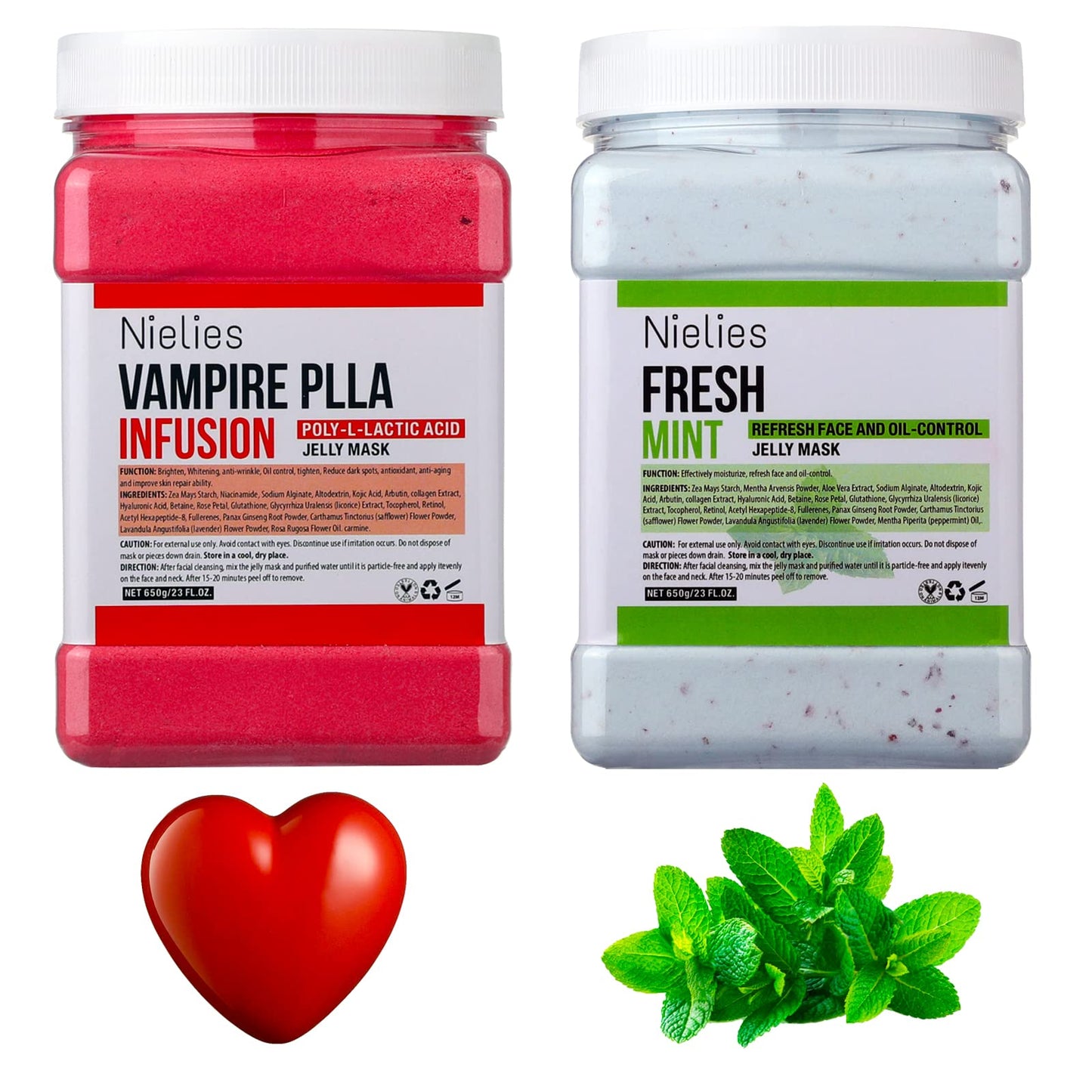 Nielies Vampire + Fresh Mint Jelly Mask, Facial Skin Care- Collagen Peel-Off Jelly Mask Set For Facials, Face Mask For Instant Hydration, Vegan Peel Off Face Mask, For Refreshing