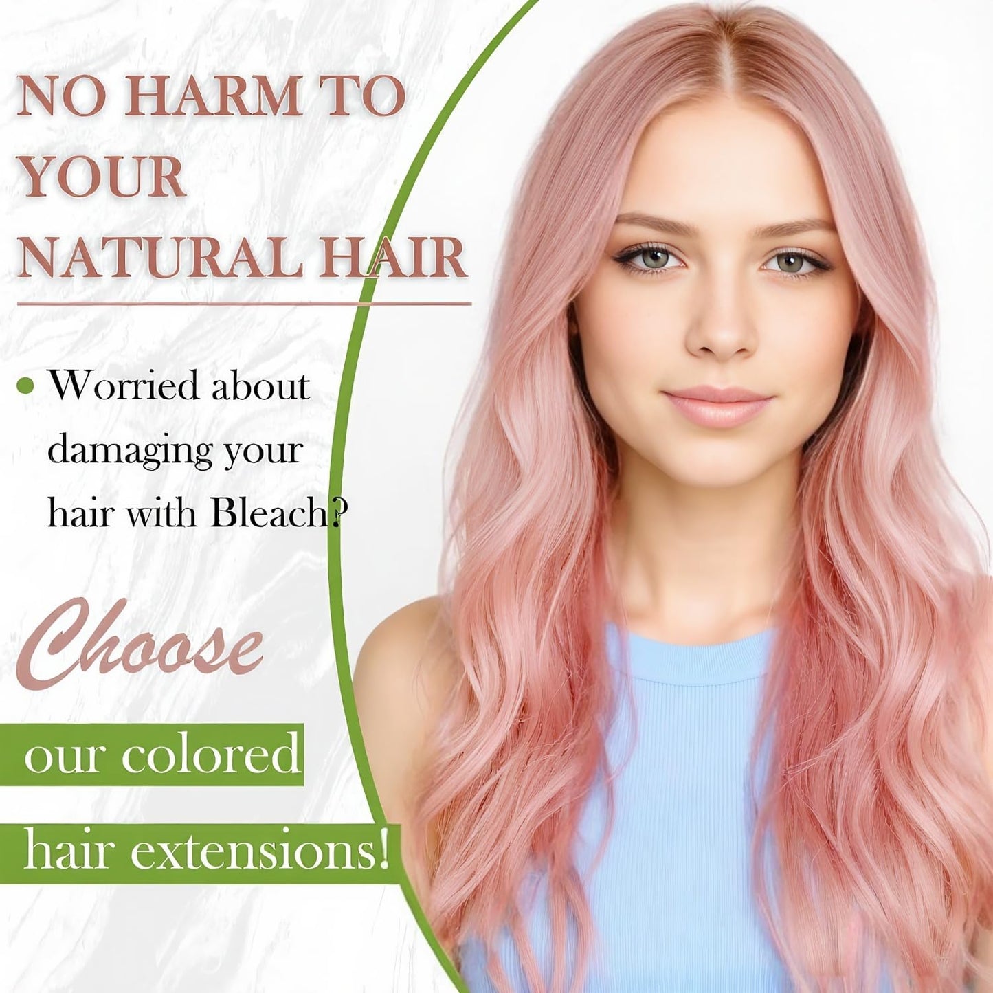 RUNATURE Tape in Hair Extensions Human Hair Light Pink 18 Inch 25g 10pcs