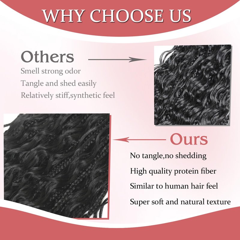 9 Packs Boho Box Braids Crochet Hair 18 Inch Pure Protein Fiber Similar to Human Hair Goddess Box Braids Crochet Hair With Curly Ends Pre Looped Bohemian Braid Hair Extension For Women(18 Inch,1B#)