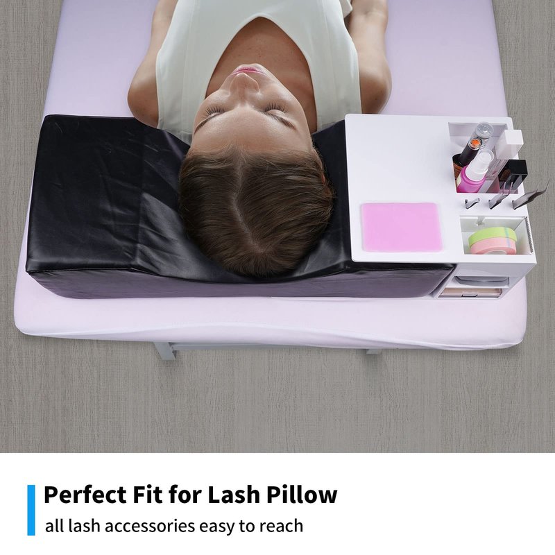 Eyelash Extension Pillow Shelf Stand with Tape Dispenser Cutter, Makeup Tool Display Cabinet Shelves, Tool Organizer for Eyelash Extension Pillow