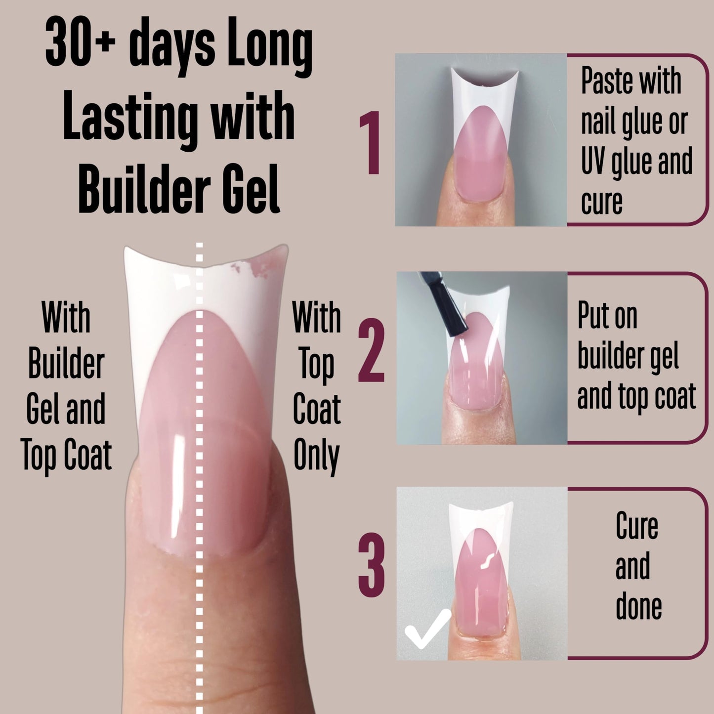 MUTIOVO White French Tip Duck Feet Nail Tips Full Cover for Press on Acrylic with Moon Curve, BERRY PINK Extra Thick Medim Long, Flare Wide Soft Gel Fake False Nail Extension x 15 Sizes 150 pcs
