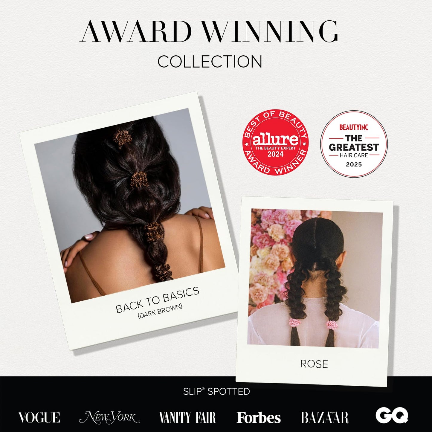 SLIP Silk Hair Ties — Skinny Scrunchies, No Damage, No Crease, Anti-Breakage | 100% Mulberry Silk | All Hair Types | Made with Proprietary Slipsilk™ | Set of 3, Amazon Exclusive, Violet