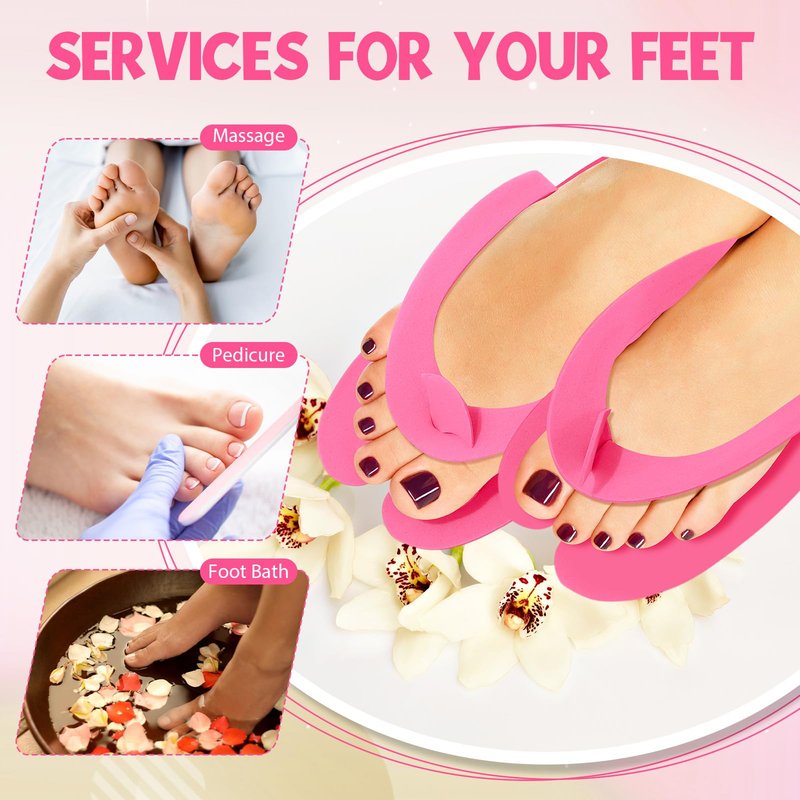 JaGely 100 Pair Disposable Pedicure Slippers Bulk Multicolor Flip Flop for Pedicure Anti Slip EVA Foam Spa Slipper Sandal Disposable Shoe Kit for Women Nail Bath Salon Party Supplies (Neutral Color)