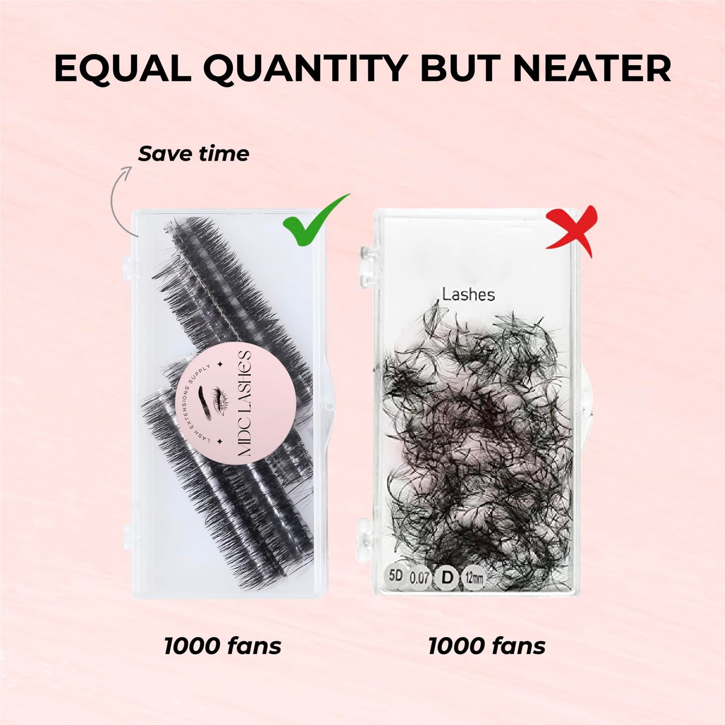 MDC LASHES 1000fans Promade Wispy Lash Extension Volume Lashes 0.05-0.07 Thickness, C/D/CC Curl, 8-18mm Loose Fans False Eyelashes 5D 7D 9D for Fluffy Eyelash Cluster (7D-0.07-C 10mm)