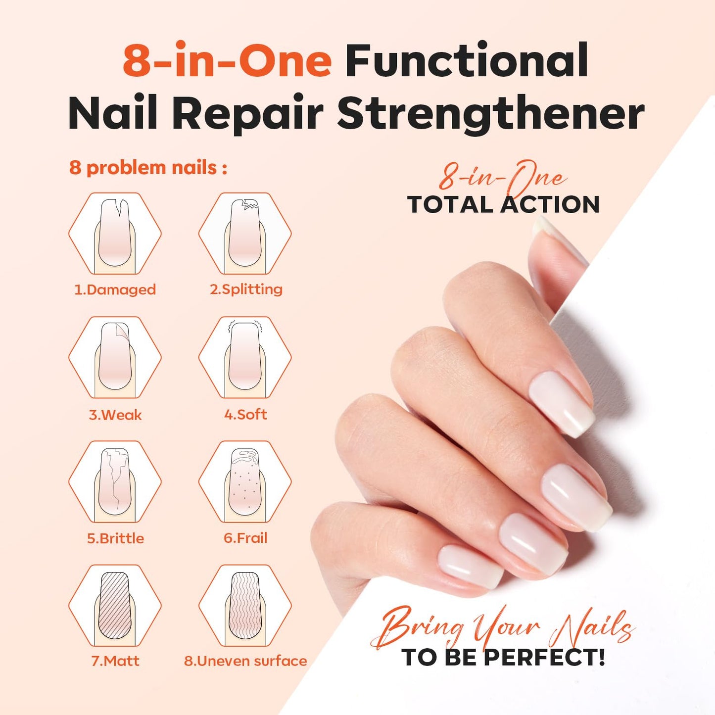 modelones Nail Strengthener and Growth Nail Polish Nail Hardener Extra Strong and Growth Nail Repair for Damaged Nails Strengthening Polish
