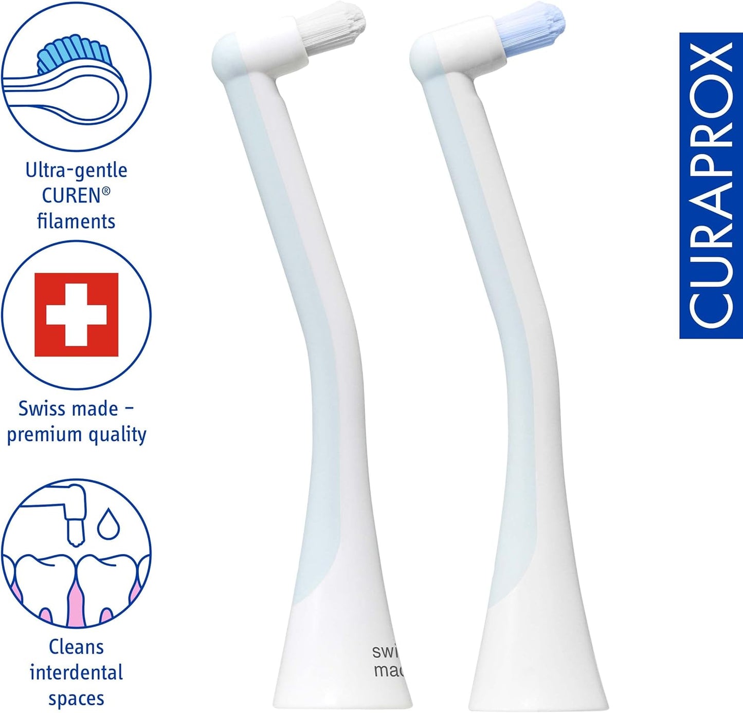 Curaprox Sonic Toothbrush Replacement Heads - Precision Cleaning for Braces & Implants | 2-Pack