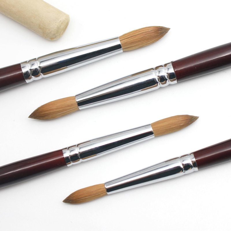 Aridito Round Head Kolinsky Acrylic Nail Brush Red Wine Color Wooden Handle For Professional Manicure DIY Home Salon （Size 8/10/12/14/16/18） (16# Kolinsky)