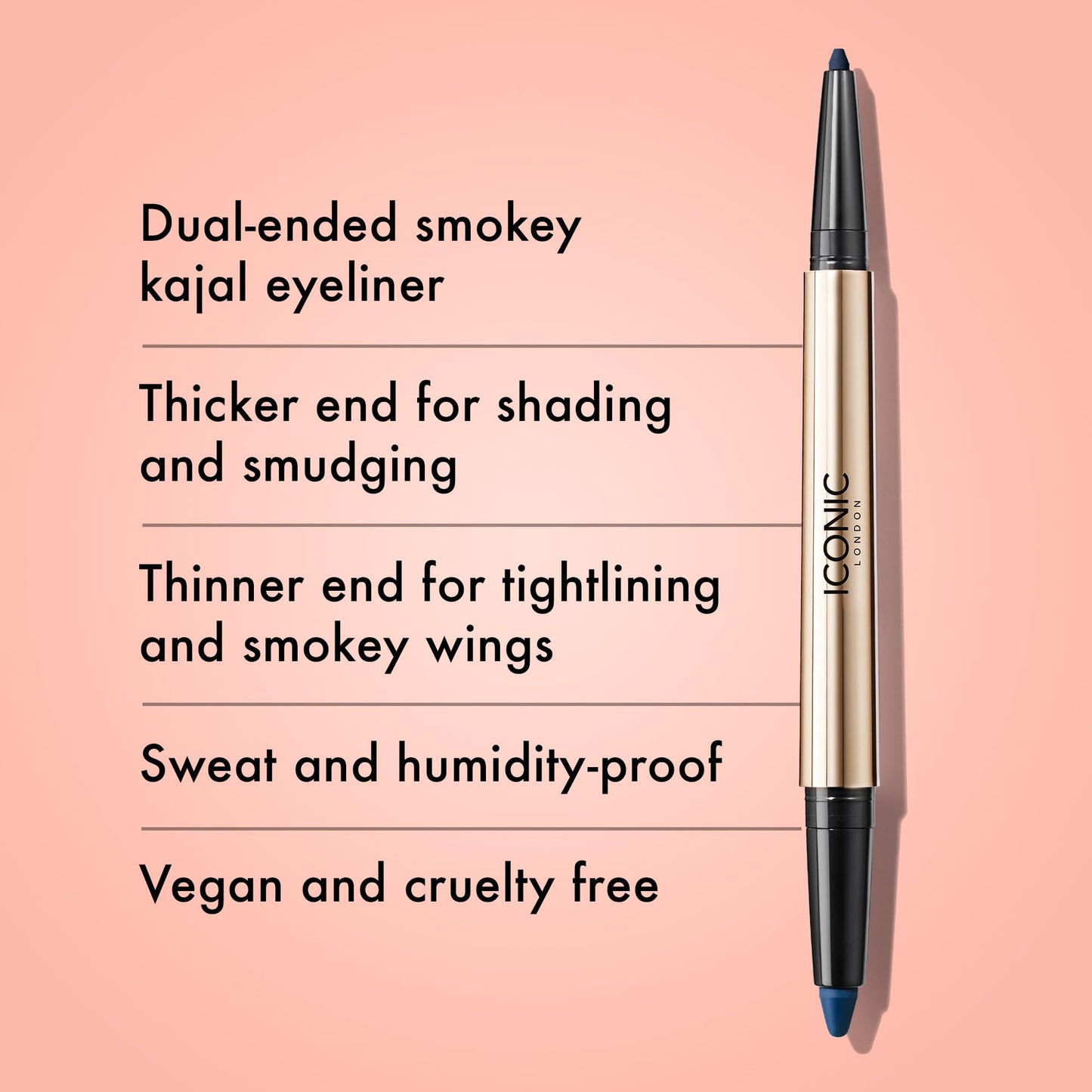 ICONIC LONDON Smokey Eye Duo Eyeliner | Creamy, Easy to Blend 2-in-1 Eyeliner Crayon, Water Resistant, Cruelty Free, Vegan Makeup (Electric Blue) 0.027 oz